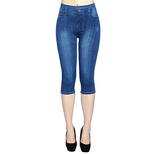 CCatyam Plus Size Pants for Women, Jean Trouser High Waist Legging Print Slim Long Casual Fashion Blue