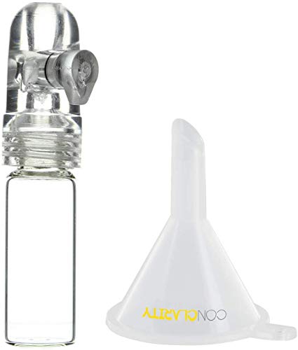 Premium Schnupftabak Bullet Gewürze und SüÃstoffe, 3 g, tragbar, Reiseaufbewahrung (Glas und Acryl) mit ConClarity Mikro-Trichter