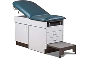 MSEC by Clinton, Family Practice Exam Table with Integrated Step Stool, Gray Base, 72" L x 31" H x 30" W, 400lb weight capacity (Slate Blue)