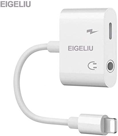 EIGELIU Headphone Jack Adapter Cable Car Charger Dongle AUX Audio Jack Earphone Extender Jack Stereo Cable (White)