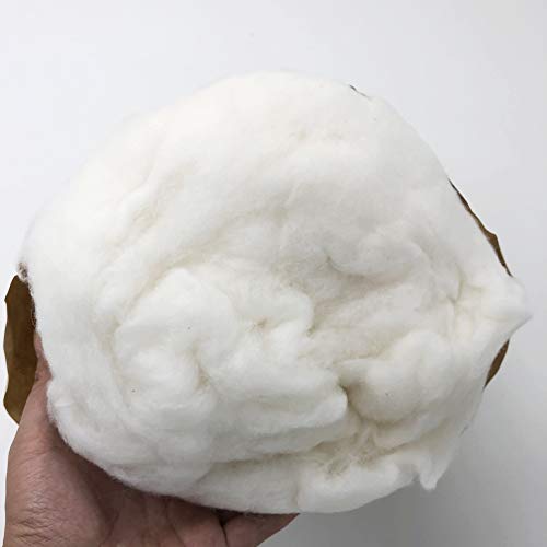 Ivie Organic Luxury Cotton Fiber Batting 1lb Natural Color Eco Friendly High Fill Power Stuffing for Pillow Comforter Dolls (Combed Cotton Fiber(1 Pound))