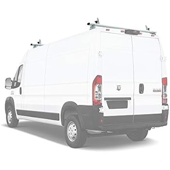AA-Racks Model AX312-PR RAM ProMaster 2013-On Aluminum 2 Bar Van Roof Rack System Ladder Stopper White