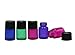 Wresty 2 ml(5/8 dram) Essential Oil Bottle,100 Packs Blue Green Pink Purple Glass Vials with Orifice Reducers Mini Sample Bottles(3 dropper,stickers)