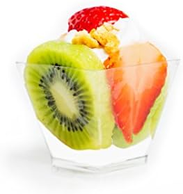 Kitchen Buddy Dessert Cups Elegant Mini Tasting Cube 2 oz Disposable Clear Plastic (110 pcs Bulk Catering Pack)