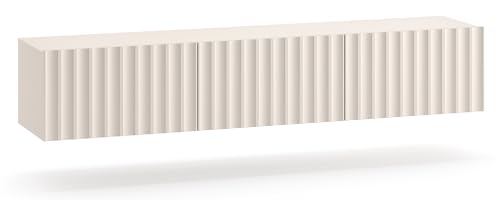 Selsey Derriva TV Cabinet Lowboard Board Sideboard TV Cabinet 170 cm with Grooved Fronts Soft Close Hanging Light Beige