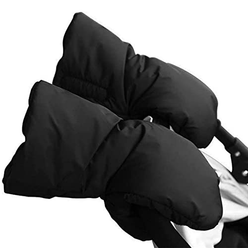 Stroller Universal Fleece Hand Muff Baby Carriage Handle Handmuff Hand Gloves Winter Thicker Warm Hand Warmer Windproof Anti-Freeze Hand Cover for All Pushchair and Buggy, Stroller Accessories (Black)