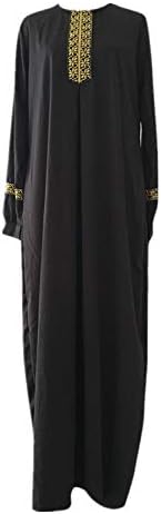 Nadition Women Dress 🌲 Plus Size Retro Print Dress Abaya Jilbab Muslim Maxi Dress Casual Kaftan Long Dress