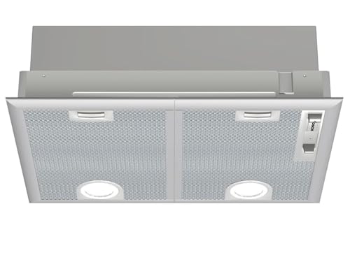 Bosch DHL555BL Serie 4 Lüfterbaustein, 53 cm breit, Um- & Abluft, Made in Germany, LED-Beleuchtung gleichmäßige Ausleuchtung, Schiebeschalter, 3 Leist