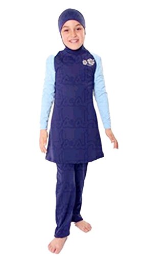 Muslim Swimwear for kid Girls Children Modest Islamic Hijab Swimsuits Burkini (Int'l - 2XL, NO-1)