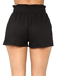 Pantalones cortos con bolsillos para cinturón, estilo informal, sueltos, para dama