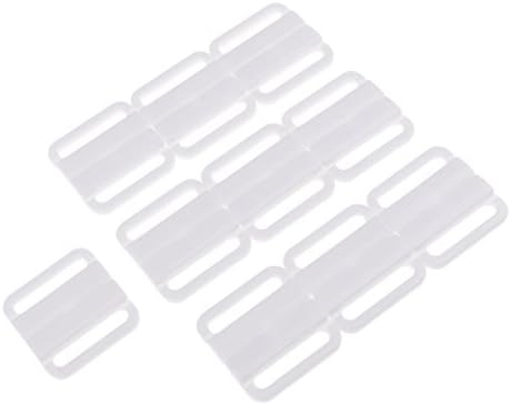 GOUPPER 10 Sets Craft Plastic Tape Closure Hook & Clasp Fasteners Sew on Clothes Bra Clip Hooks Sewing Supplies - White, 33mm