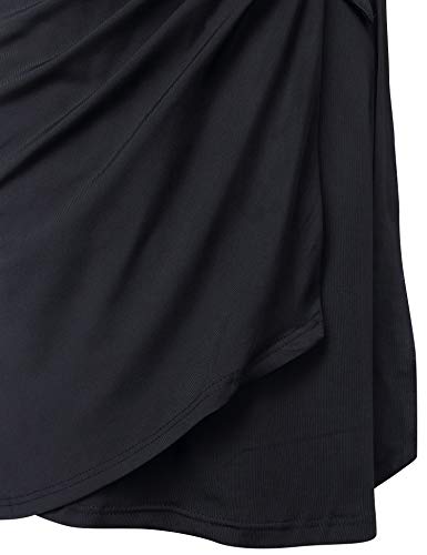 Lotusmile Black Dresses for Women Fit and Flare Midi Bodycon Ladies V Neck Cap Sleeve Cocktail Wrap Dress Special Occasion - Thumbnail 4