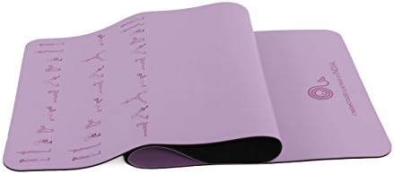 FlowMats SunFlow non slip yoga mat embossed with poses, training yoga mat with sun salutations (Periwinkle Purple)