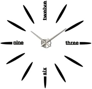 Home Meidi 3D DIY Frameless Wall Clock Art Decor for Living Room Bedroom, Black Large