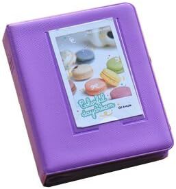 YIYO 64 Pockets 3 Inch Candy Color Cartoon Name Card Holder Fuji Instax Photo Mini Book Album for instax mini7s 8 25 50s 90 Films-Purple