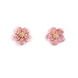 Mother of Pearl Flower Stud Earrings 925 Silver