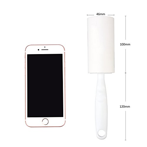 Lint Roller,Long Handle Drum Type Strong Sticky Lint Remover Roller with 8 Refills Total 540 Sheets for Pet Hair,Dust,Clothes and Car seats Removal(White) - Thumbnail 4