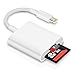 SD Card Reader for iPhone iPad, HENKUR 2 in 1 TF & SD Memory Card Reader Adapter, Dual Slot Trail Game Camera Viewer (Support iOS 9.2-13 or Later) No App Required (White)