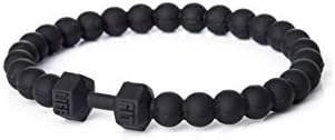 Mix Color Fitness Life Dumbbell Stretch Rubber Bead Bracelet Fit All Men&amp;Women (7.5, Black)