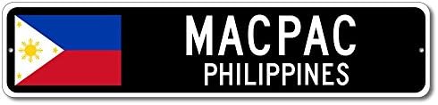 Philippine Flag Sign - MACPAC, PHILIPPINES - Filipino Custom Flag Sign - 4"x18" Inches