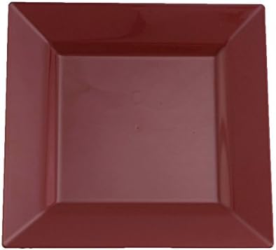 Kaya Collection - Brick Red Plastic Square 9.5" Dinner Plates - Disposable or Reusable - 2 Pack (20 Plates)