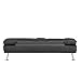 Naomi Home Low Profile Design: Convertible Folding Futon Sofa Bed Sleeper Couch for Living Room Faux Leather Upholstered Futon Sofa with Armrests, Metal Legs, 2 Cup Holders, Black