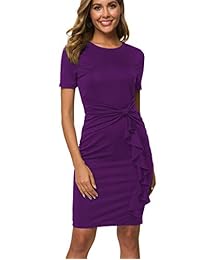 Vestido de cóctel ajustado de manga corta drapeado con volantes vintage 60S de CHICIRIS para mujer