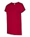 Hanes Her Way 5.5 oz 100% Cotton, T-Shirt with 1/2" collarette in Deep Red - Large