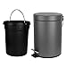 H+LUX Round Mini Trash Can with Lid Soft Close, Bathroom Trash Can with Removable Inner Wastebasket and Stainless Steel Foot Pedal, Anti-Fingerprint Matt Finish, 0.8Gal/3L, Gray