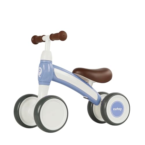 QPLAY Baby Walker Balance Bike Ages 12-36 Month Kids' Balance Bikes for 1 Year Old Boys & Girls Pre-School First Bike with 4 Wheels No Pedal Riding Toddler Toys 2 Year Old Birthday Gifts (Blue)