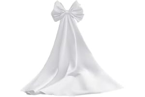 TOHXZCUS Women's Satin Bow Cloak for Prom Dress with Detachable Sleeves Train for Wedding Dress Long Bridal Cape Accessories