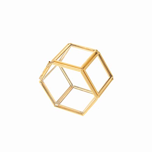 Feyarl Jewelry Trinket Glass Box Ornate Ring Earring Box Preserved Flower Glass Box Organizer Decorative Box Storage (Gold) - Thumbnail 6