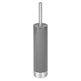 mDesign Slim Toilet Bowl Brush and Holder for Bathroom Storage - Brushed/Slate Gray Stainless Steel