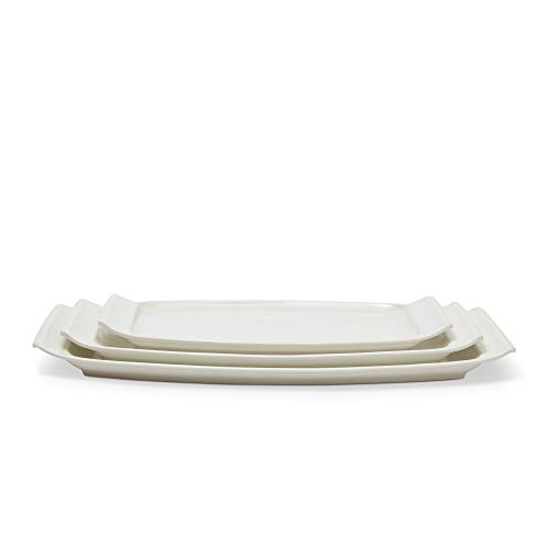 PURTURE Porcelain Serving Platter - Rounded Rectangular Plates - White - Farmhouse Kitchen Dishes - Appetizer Tray - Elegant & Luxurious Serveware - Plate Set - Oven/Dishwasher Safe - Holiday Decor - Thumbnail 5