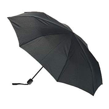 UNIq Automatic Open Function 3-Fold UV Protection Nylon Compact Windproof Umbrella with Anti-Slip Grip for Men and Women (Black)