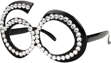 Yjemle Black 60th Birthday Glasses,Number 60 Crystal Frame Funny Costume Sunglasses Novelty Eyewear Celebration Decoration,Birthday Decorations Women,Women'S Novelty Sunglasses and Eyewear