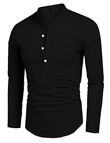 3 URRU+Hipster+Henley+Sleeve+Shirts