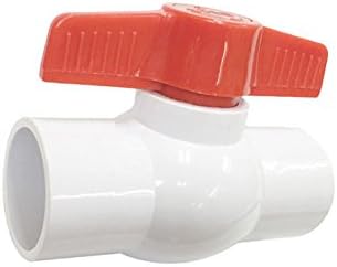 2" Inline PVC Ball Valve - 2-in TeeHandle Shut-Off Valves - Slip Solvent Socket Schedule 40 Pipe T Connector - EPDM Seal Schedule 40 End - White Polyvinyl Chloride Piping for Sewer Hose Swimming Pool
