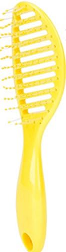 Hair Brush, Curved &amp; Vented brush Vent Brush with Silica gel Bristle wet, Massaging&amp;Anti-Static for Women Long, Thick, Thin, Curly &amp; Tangled Hair by Woods World (yellow)