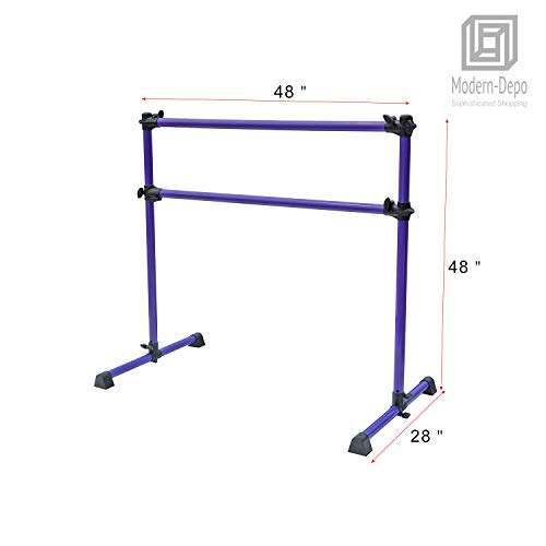 Modern-Depo Portable Double Freestanding Ballet Barre for Home | Adjustable 4 FT Stretch/Dance Barre, Fitness Ballet Bar for Kids