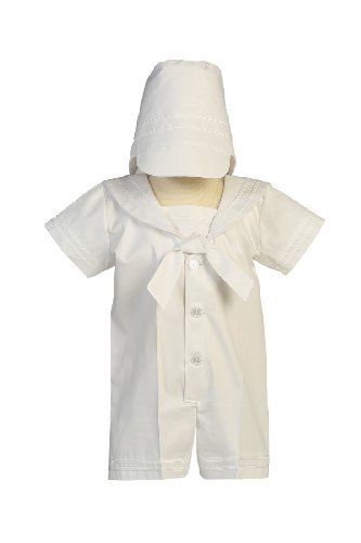 White Sailor Poly-cotton Outfit for Christening Baptism and Special Occasion - XL (18-24 Month, 23-27 lbs)