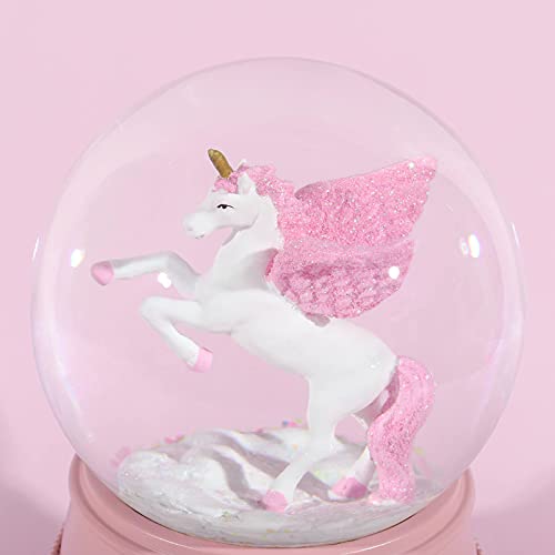 Unicorn Snow Globes for Girls, Pink Glitter Glass Snow Globes for