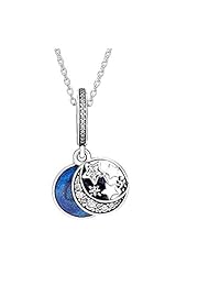 Romántico Amor Vintage Night Sky Colgante Charm Twinkling Star Moon Plata Bead Fit Pandora pulseras