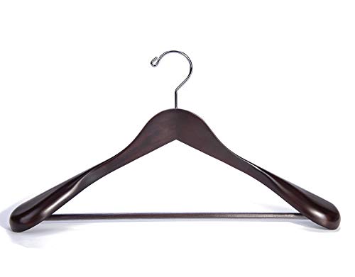 Nature Smile Luxury Mahogany Wooden Suit Hangers - 6 Pack - Wood Coat Hangers,Jacket Outerwear Shirt Hangers,Glossy Finish with Extra-Wide Shoulder, 360 Degree Swivel Hooks & Anti-Slip Bar with Screw - Thumbnail 2