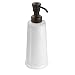 mDesign Modern Bathroom Ceramic Refillable Liquid Soap Dispenser Pump Bottle for Vanity Counter Tops, Kitchen Sink - Holds Hand Soap, Dish Soap, Hand Sanitizer & Essential Oils - White/Bronze