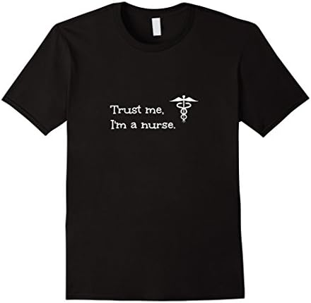 Men's Trust me I'm a Nurse shirt with caduceus. Small Black