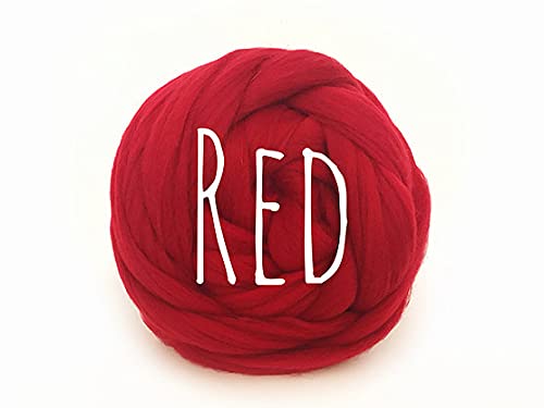 Chunky Wool - for arm Knitting Chunky Blanket Weaving Felting Jumbo Yarn Giant Wool Soft - 50g (0.11lb) (Red) — image 1