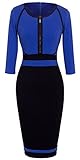 HOMEYEE Women's Vintage Colorblock Career Bodycon Dress B235