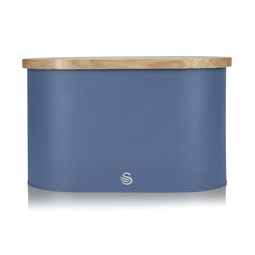 Swan SWKA17512BLUN Nordic ovale broodtrommel met snijplankdeksel, blauw, een maat