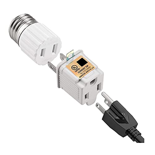 Light Socket to Plug Adapter with Grounding Plug Converter, Convert Light Socket to Polarized 2